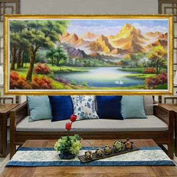 金山聚宝盆山水风景油画纯手绘大厅山水风景油画大厅风景山水画纯手绘油画