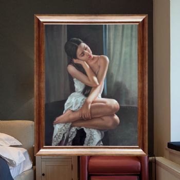 油画人体纯手绘写实人物油画人体艺术美女图