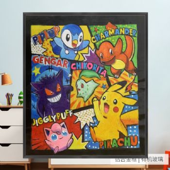 皮卡丘动漫儿童卡通油画纯手绘厚肌理油画