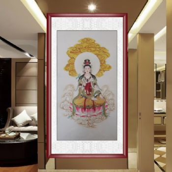 中堂挂画大慈大悲观世音菩萨纯手绘工笔国画