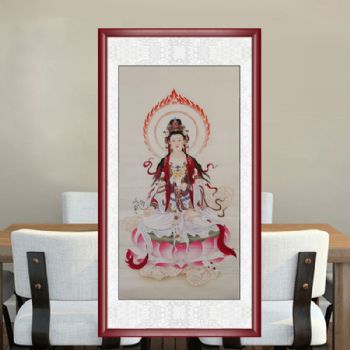 纯手绘工笔人物国画中堂挂画观世音菩萨像