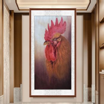 精品原创纯手绘工笔国画动物国画大吉大利公鸡写实国画