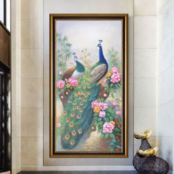 孔雀上墙富贵又吉祥纯手绘孔雀油画作品