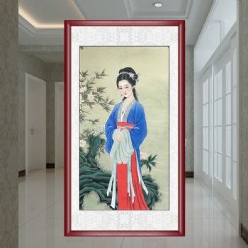 手绘水墨国画工笔人物仕女图小四尺国画书房国画