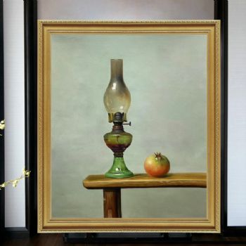 有盏明灯纯手绘静物写实油画作品