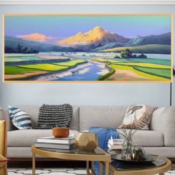 纯手绘美式欧式风景油画现代简约客厅挂画山水风景油画