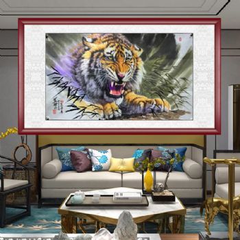 朝鲜水墨动物国画虎虎生威王者风范老虎动物国画手绘国画