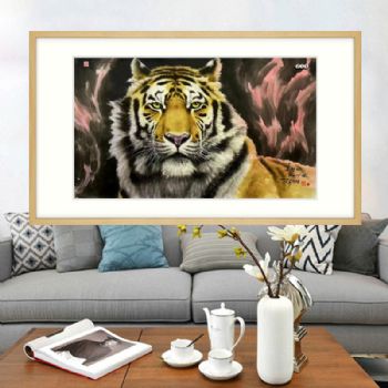 朝鲜国画虎虎生威虎王老虎图纯手绘动物国画水墨画