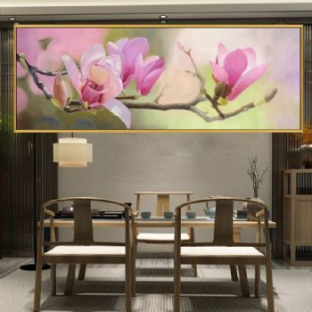 纯洁爱情象征花卉油画玉兰花手绘油画作品床关挂画