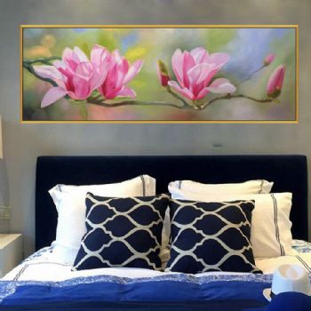 卧室床头花卉油画作品玉兰花纯手绘油画