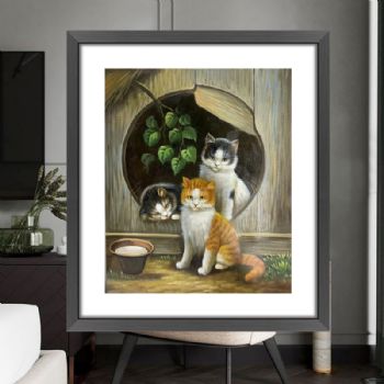 宠物动物油画小猫油画手绘油画作品