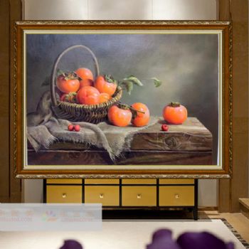 精品写实朝鲜油画柿柿如意柿子图纯手绘收藏静物油画
