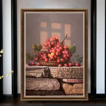 超写实静物油画葡萄图纯手绘油画紫气东来多子多福中式油画