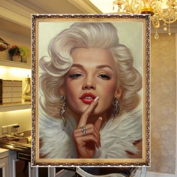 手绘欧式人物油画纯手绘金发美女人物油画人体艺术实木外框