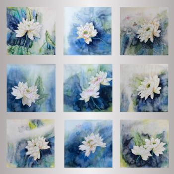 精品四尺斗方工笔荷花纯手绘彩墨花卉国画画芯