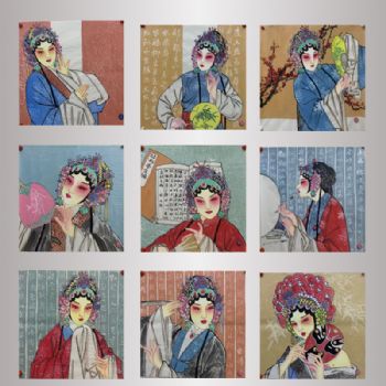 中华国粹四尺斗方戏曲人物彩墨国画纯手绘人物国画