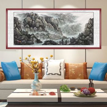 山水有人家纯手绘精品淡彩小八尺手绘作品可落款山水客厅风景国画