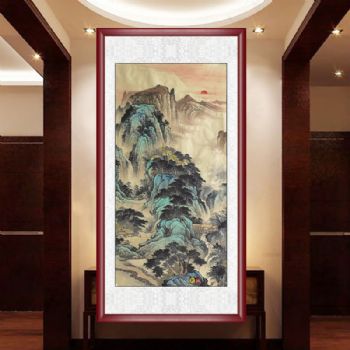 会所玄关酒店走廊中式精品四尺彩墨风景国画手绘国画