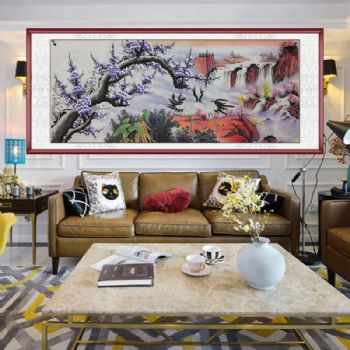 梅花香自苦寒来仙鹤延年手绘彩墨国画客厅挂画实木外框