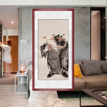 钟馗蝙蝠图三尺人物国画纯手绘国画玄关挂画三天之内发货