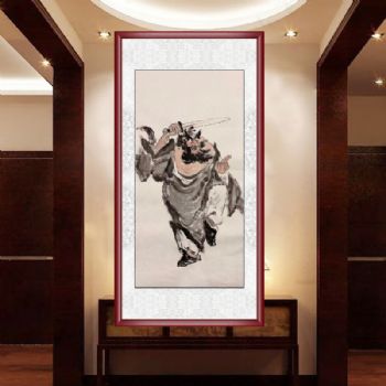 钟馗舞剑人物国画纯手绘水墨国画客厅玄关中式人物画三天之内发货