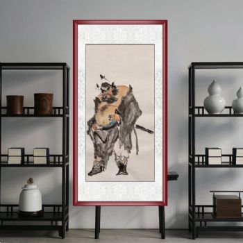 三尺人物画钟馗挂剑人物国画纯手绘水墨国画客厅玄关中式人物画