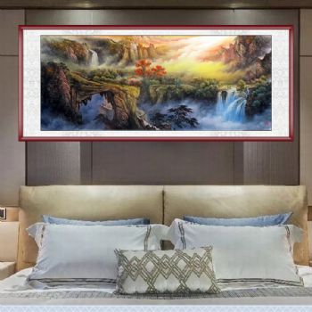 幽幽深山精品小八尺彩墨山水风景国画客厅大厅纯手绘国画