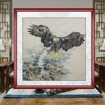 小写意工笔雄鹰图精品国画花鸟国画手绘水墨国画餐厅客厅挂画四尺斗方