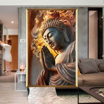 手绘写实人物油佛祖油画佛教人物油画实木外框客厅卧室中堂油画十五天之内发货