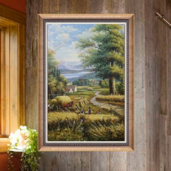 欧式经典油画 纯手绘手工 欧洲生活农作生活场景 线条框