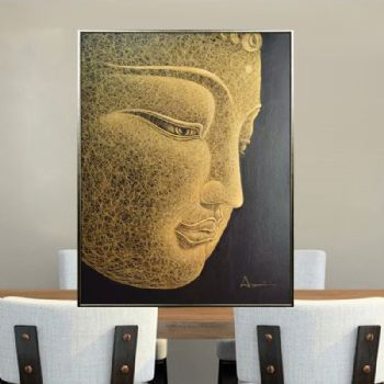 纯手绘手工 刀画 佛首 线条框