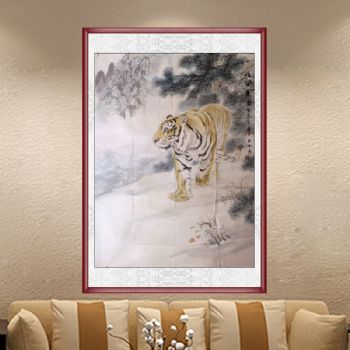 名家 手绘 动物画 国画 虎 雄风万里 国画 家庭挂画 酒店挂画 企业挂画