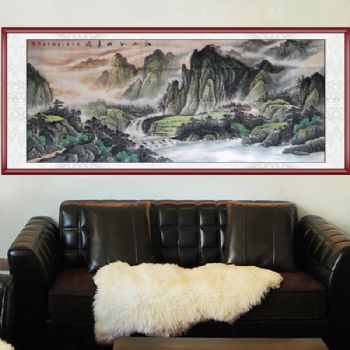 山水画 家庭挂画 酒店挂画 企业挂画 画家 晓兵 手绘 手工 国画 江山如此多娇 国画