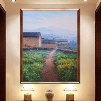 原创纯手绘手工 写实油画 家乡的乡土味道 田园柚木框