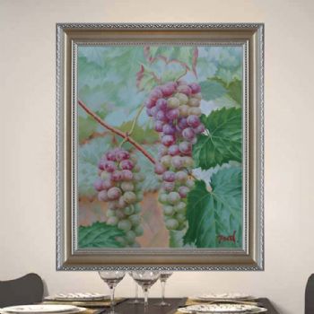 纯手绘手工 写实油画 一串串成熟的葡萄