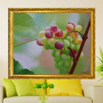 纯手绘手工 写实油画 葡萄