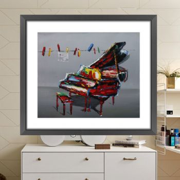 刀画 纯手绘手工 多姿多彩的钢琴 线条框