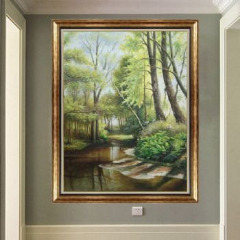 装饰画油画客厅挂画壁画餐厅玄关书房酒店  纯手绘手工 风景画F 线条框