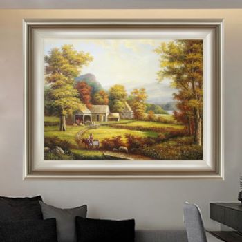 欧式经典油画 纯手绘手工 欧洲生活农作生活场景 线条框