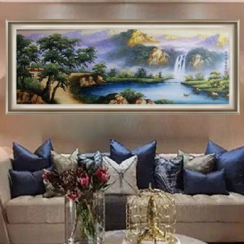 纯手绘手工 刀笔画 聚宝盆 油画风景 家庭挂画 酒店挂画 企业挂画