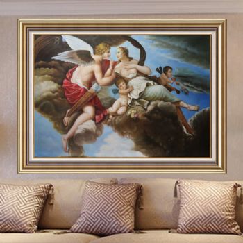 欧式经典油画  家庭装饰油画 酒店装饰油画 纯手绘手工 神话天使 线条框