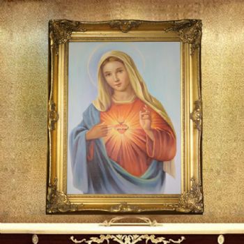 欧式经典油画 纯手绘手工 圣母 线条框 家庭挂画 酒店挂画 办公室挂画