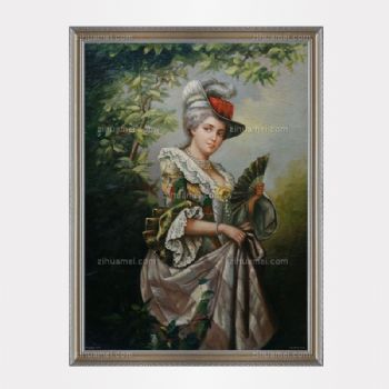 独家裂纹麻布油画 欧式经典油画 纯手绘手工 欧式贵妇 线条框 欧美人物画