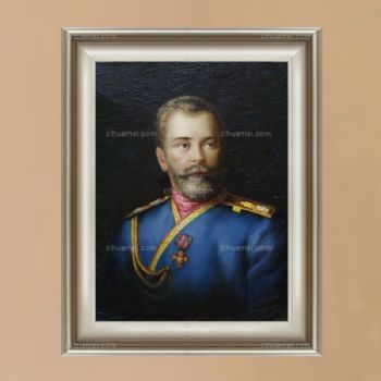 独家裂纹麻布油画 欧式经典油画 纯手绘手工 将军像 线条框 欧美人物画