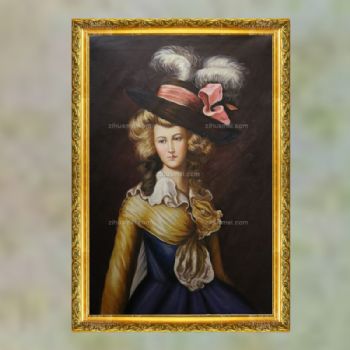 欧式油画 纯手绘手工 欧洲美丽少女 线条框 欧美人物画