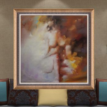 装饰画油画客厅挂画壁画餐厅玄关书房酒店 纯手绘手工 印象油画 少女 裸女 线条框油画人体