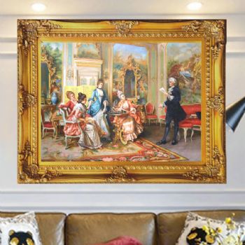 现货欧式经典油画装饰画油画客厅挂画壁画  贵族家庭