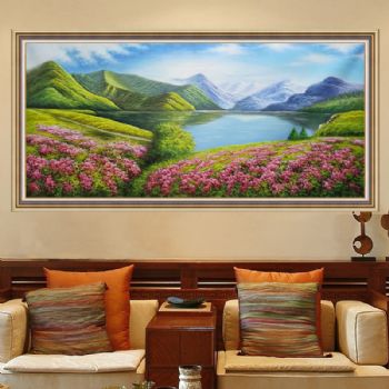 纯手绘手工 风景油画 山水画 中式油画 家庭挂画 酒店挂画 办公室挂画