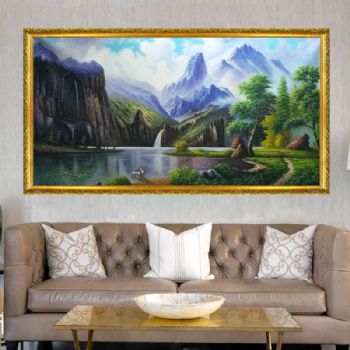 纯手绘手工 风景油画 山水画 中式油画 家庭挂画 酒店挂画 办公室挂画