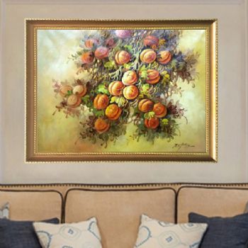 纯手绘手工 原创油画 事事如意 线条框B